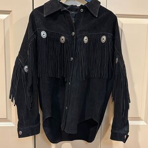 Vintage leather fringed jacket